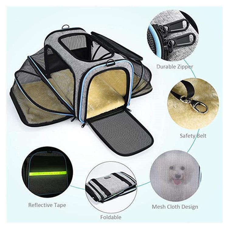Pet Travel Haven: Expandable And Reflective Cat And Dog Carrier For Safe And Comfortable Journeys