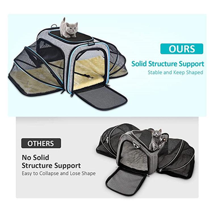 Pet Travel Haven: Expandable And Reflective Cat And Dog Carrier For Safe And Comfortable Journeys
